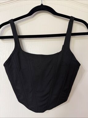ReoRia Black Corset-Style Crop Top